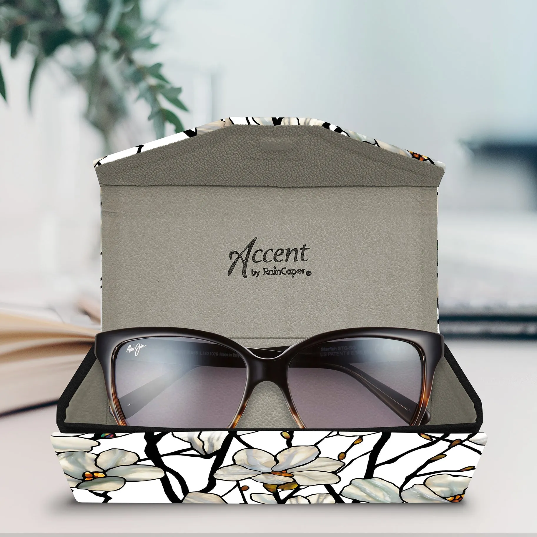 Folding Glasses Case - Vegan, Trifold, Tiffany Magnolia