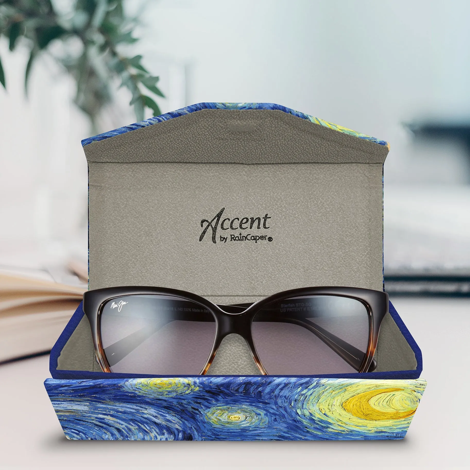 Folding Glasses Case - Vegan, Trifold, van Gogh Starry Night
