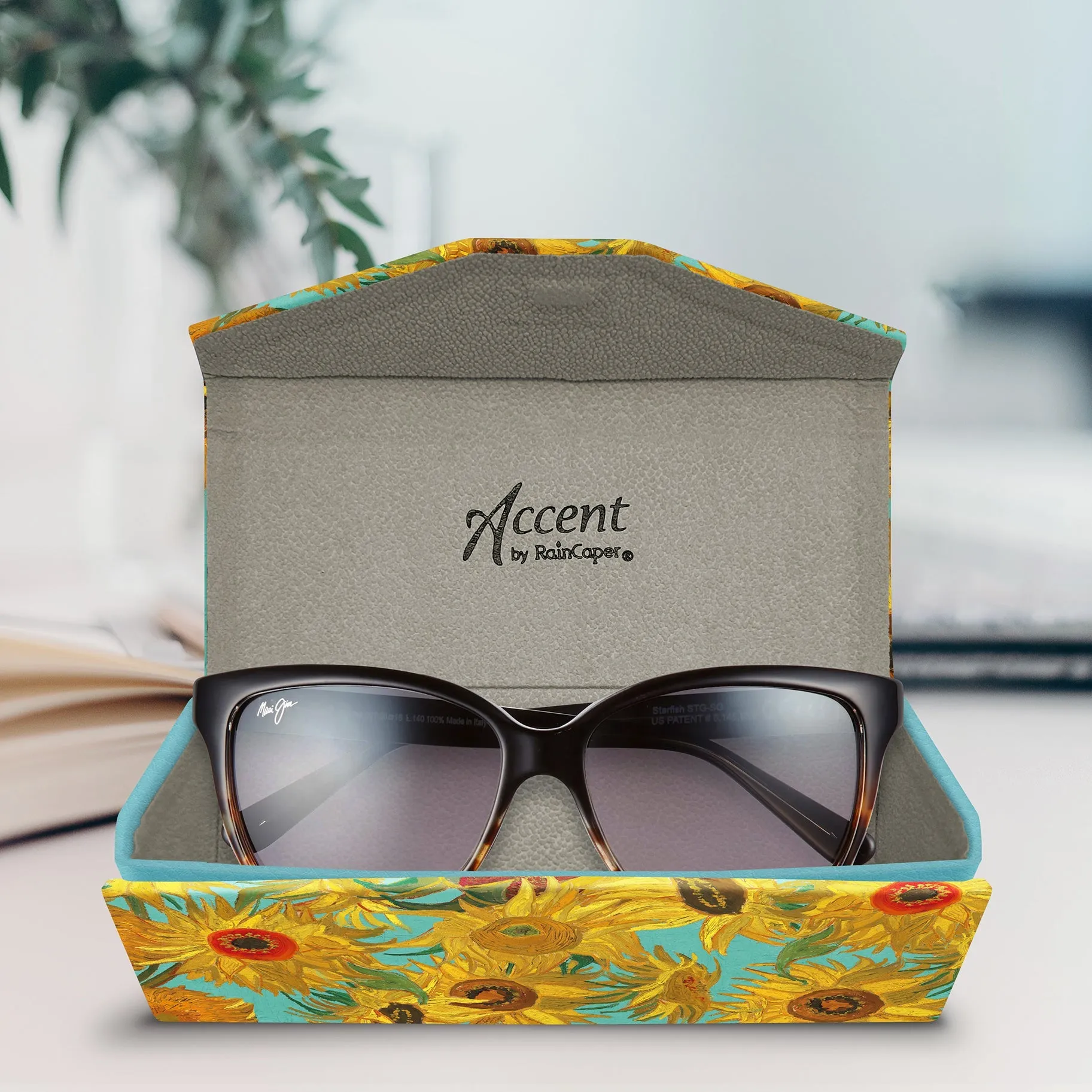 Folding Glasses Case - Vegan, Trifold, van Gogh Sunflowers