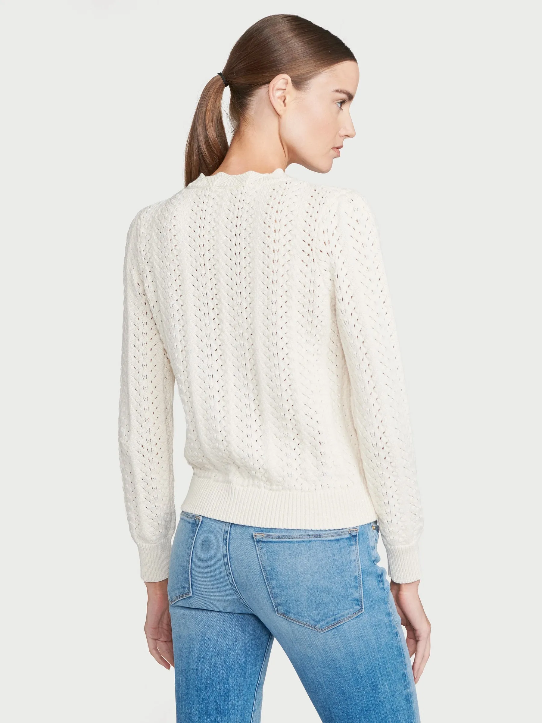 Frame - Pointelle Petal Sweater in Off White