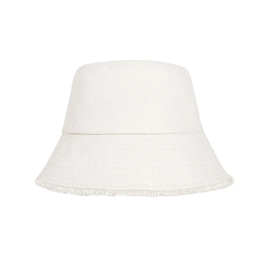 Frayed Bucket Hat Unisex Outdoor Fishing Cap Packable Travel Beach Sun Hat YZB0204