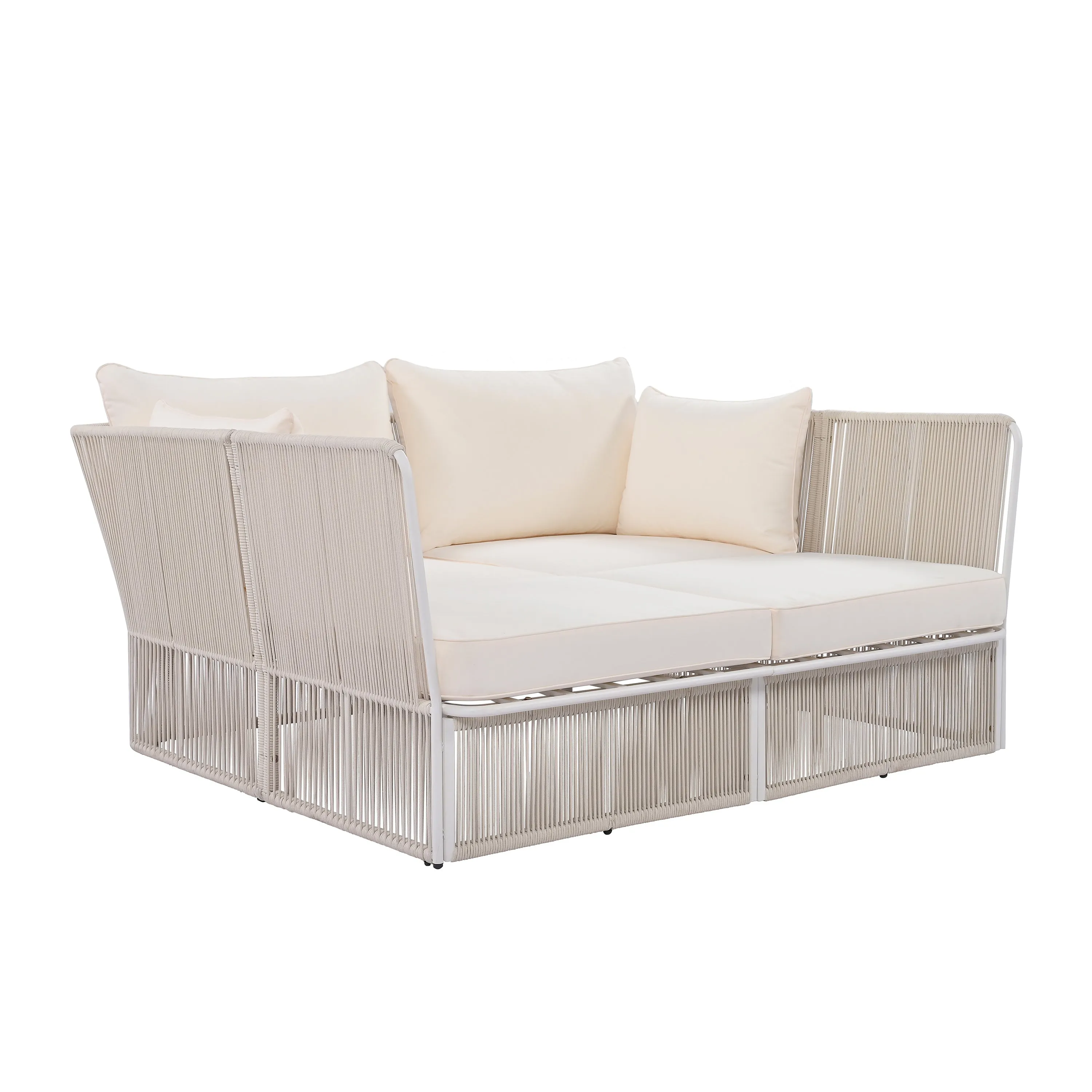 Freeda 2 Pc Outdoor Sunbed and Coffee Table Set - Beige