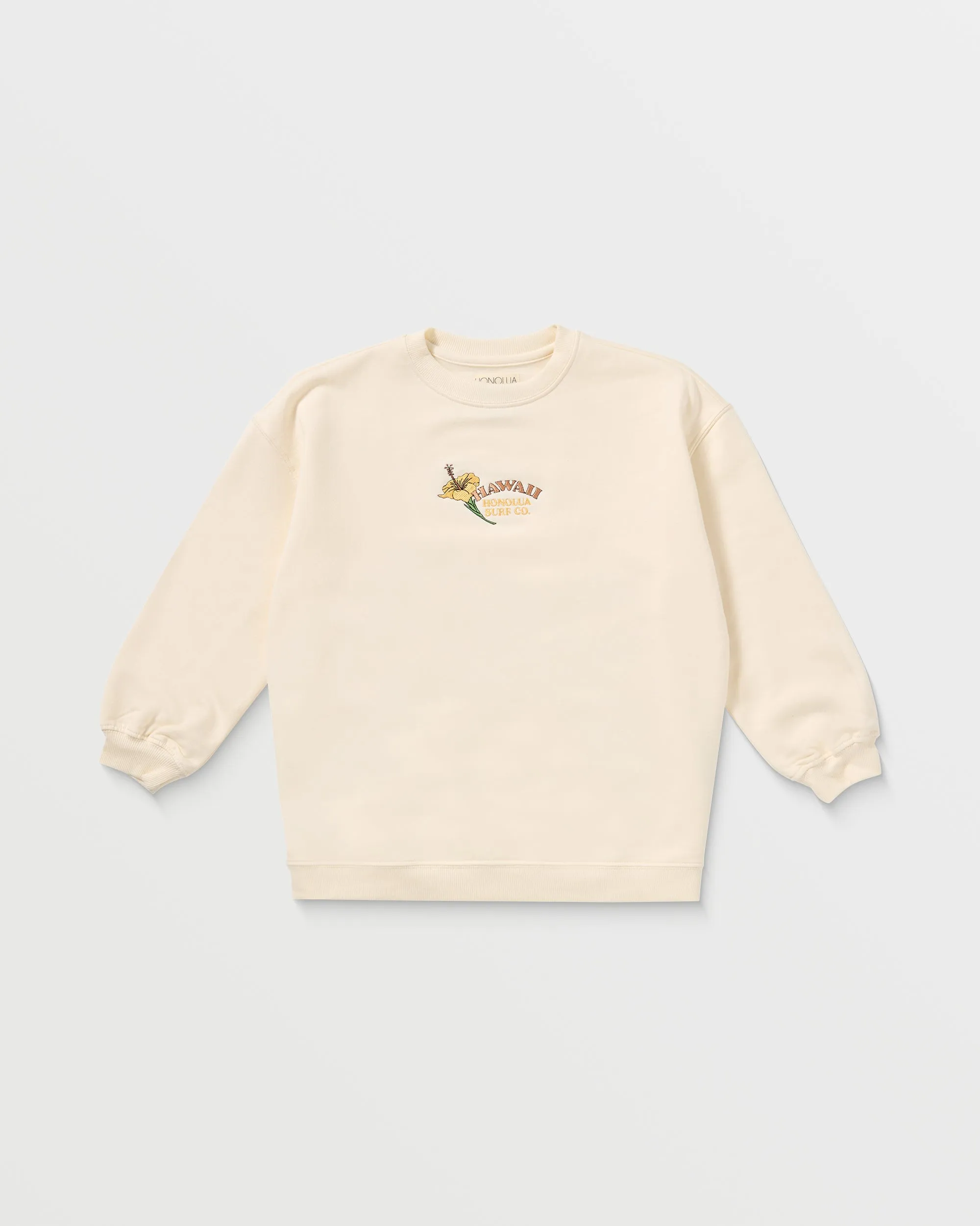 Girls Hibiscus State Fleece Crew - Coconut Milk