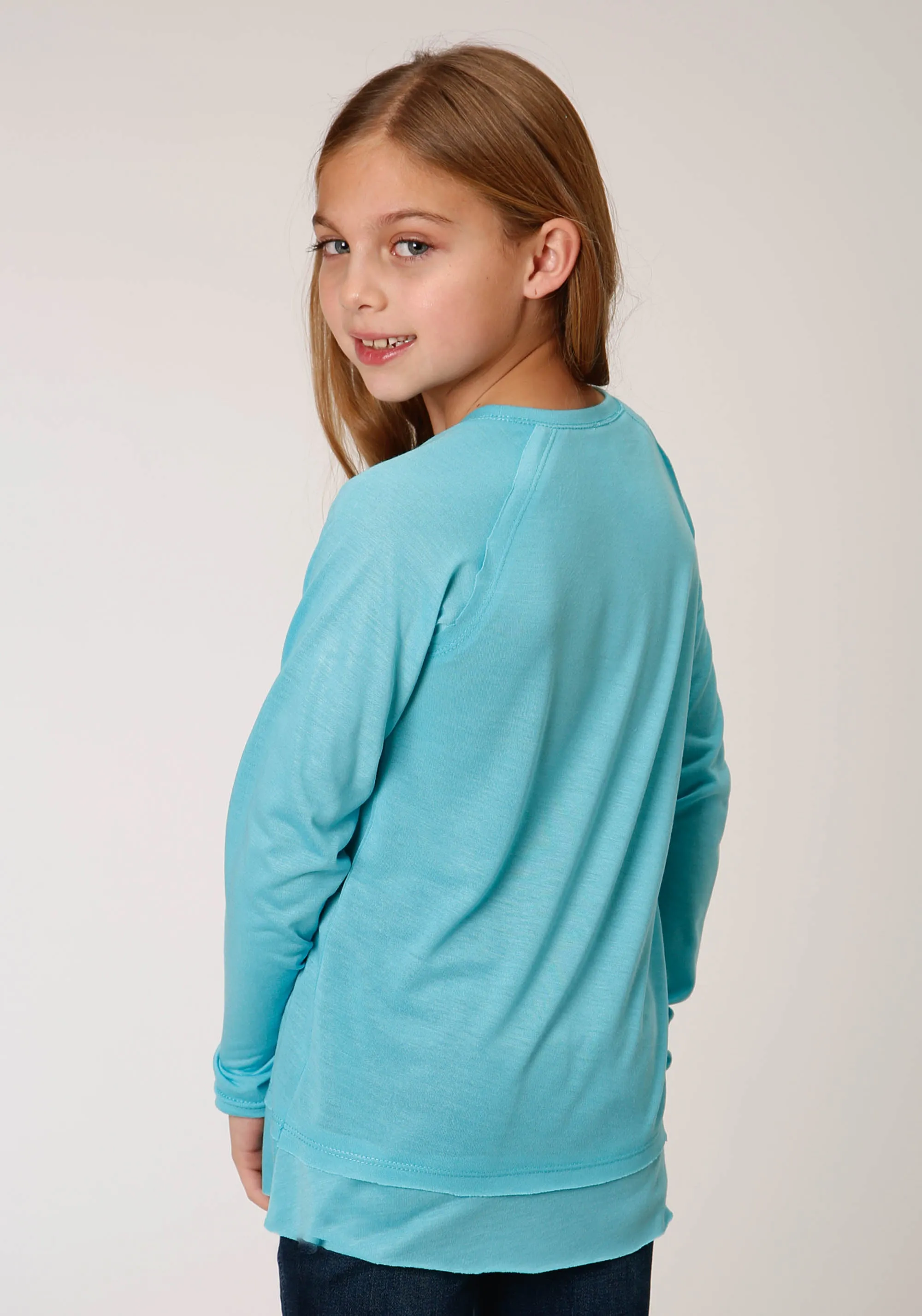 GIRLS LONG SLEEVE KNIT POLY RAYON JERSEY LONG SLEEVE  T T-SHIRT