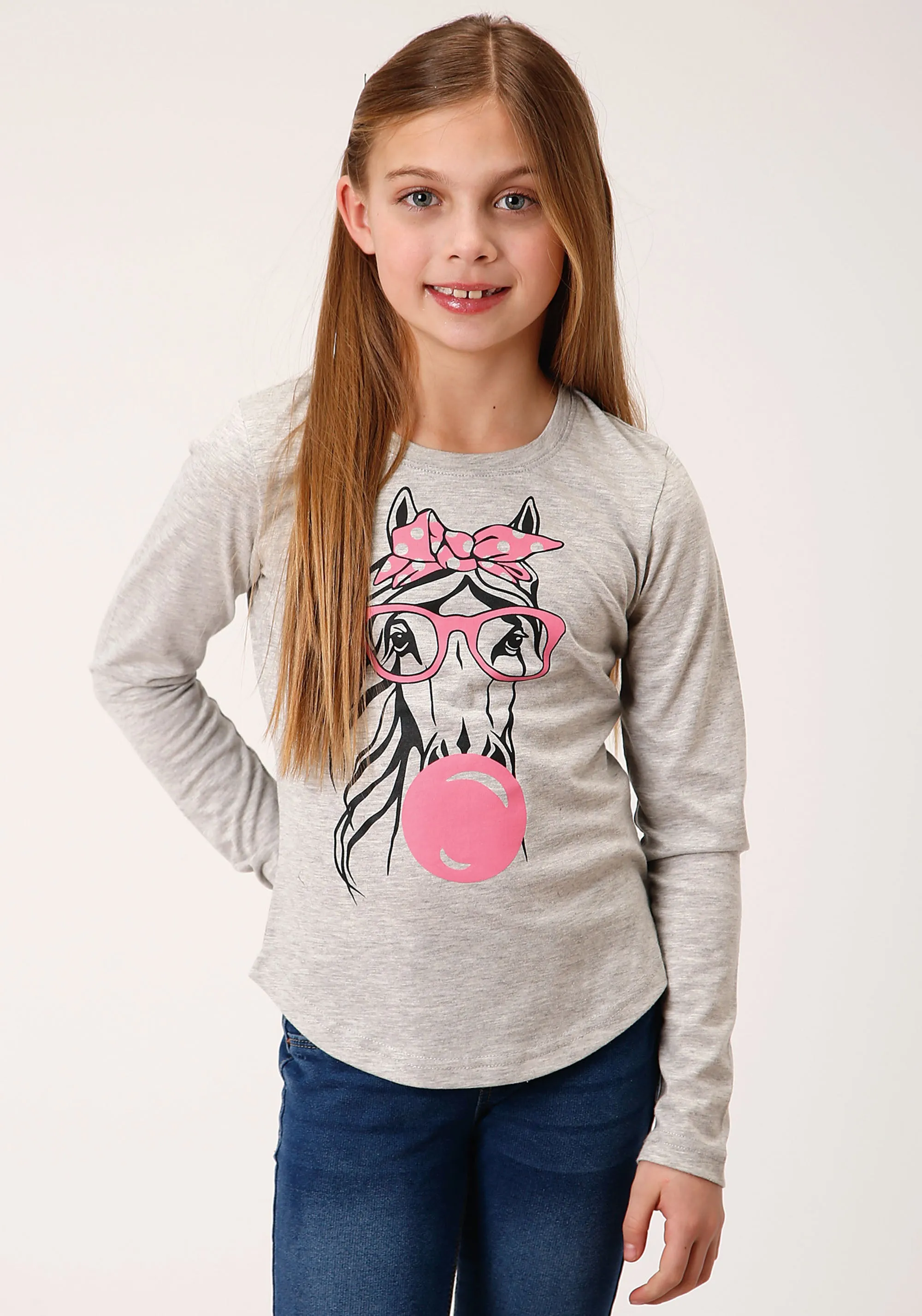 GIRLS LONG SLEEVE KNIT POLY RAYON JERSEY LONG SLEEVE  T T-SHIRT