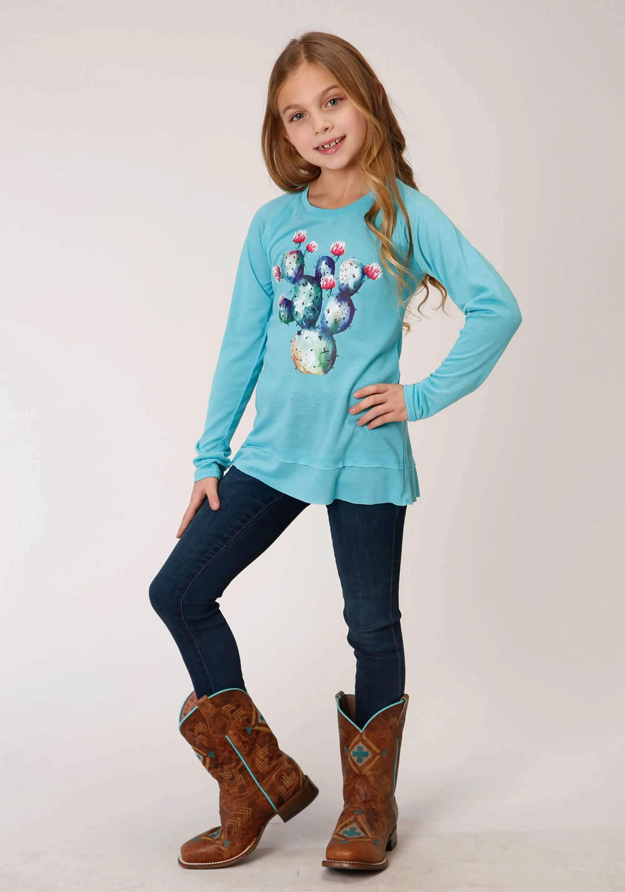 GIRLS LONG SLEEVE KNIT POLY RAYON JERSEY LONG SLEEVE  T T-SHIRT