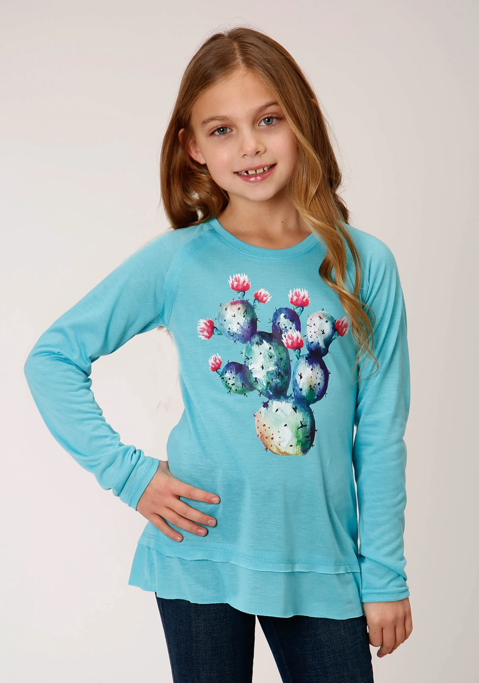 GIRLS LONG SLEEVE KNIT POLY RAYON JERSEY LONG SLEEVE  T T-SHIRT