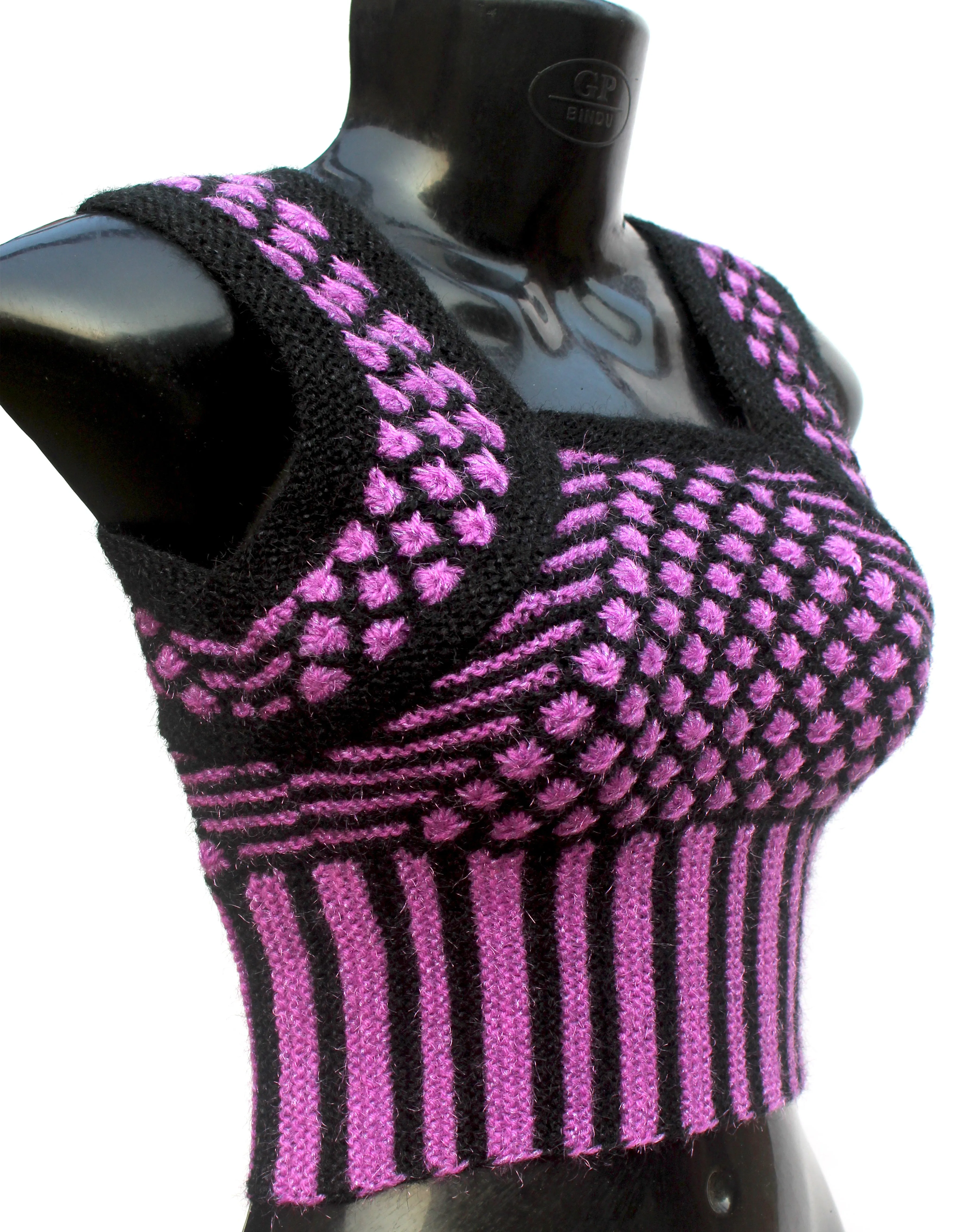 Graminarts Beautiful Purple & Black Woolen Handmade Sweater Blouse For Women