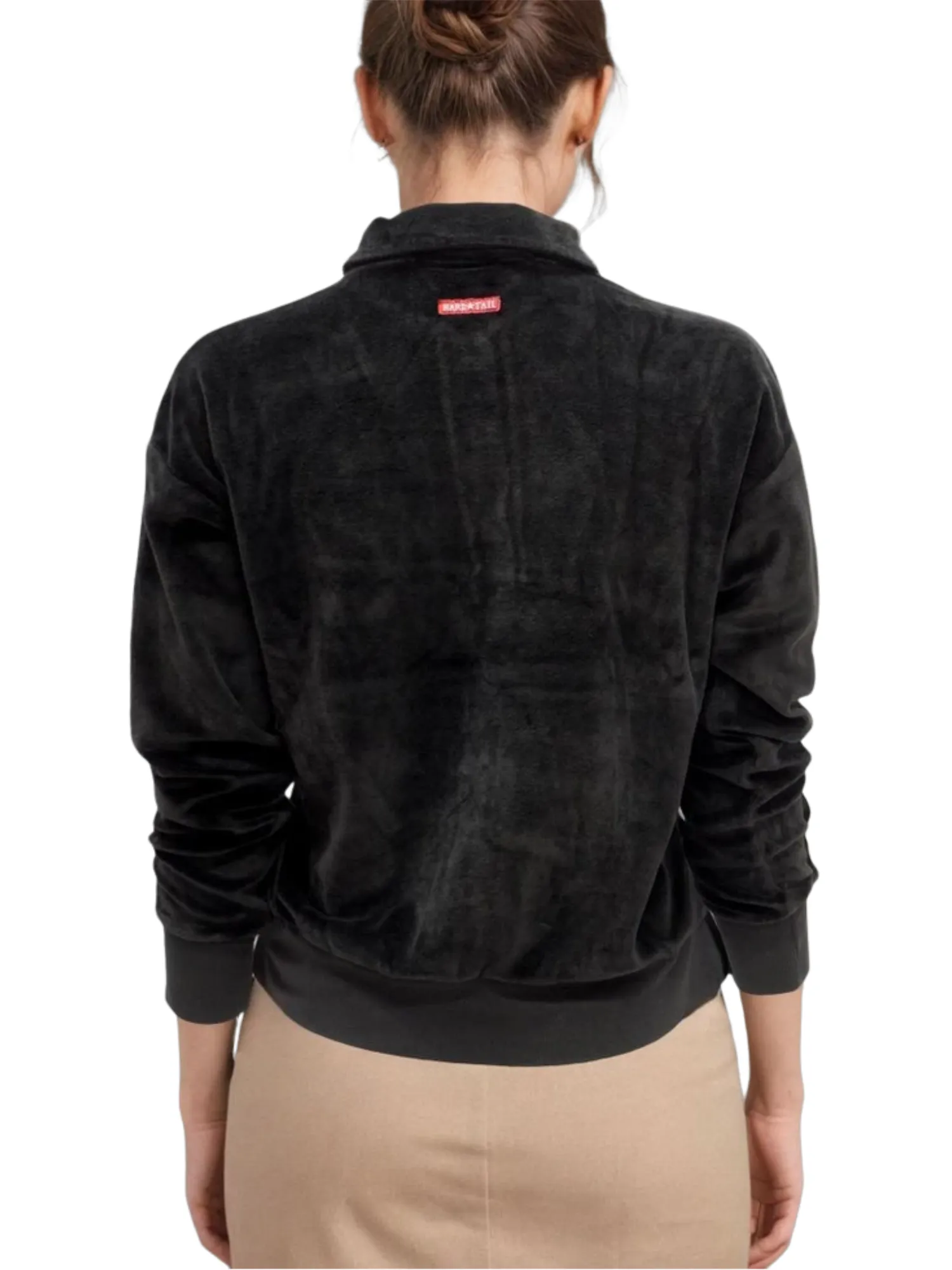 Hard Tail Velour Polo Pullover Top (V-228)