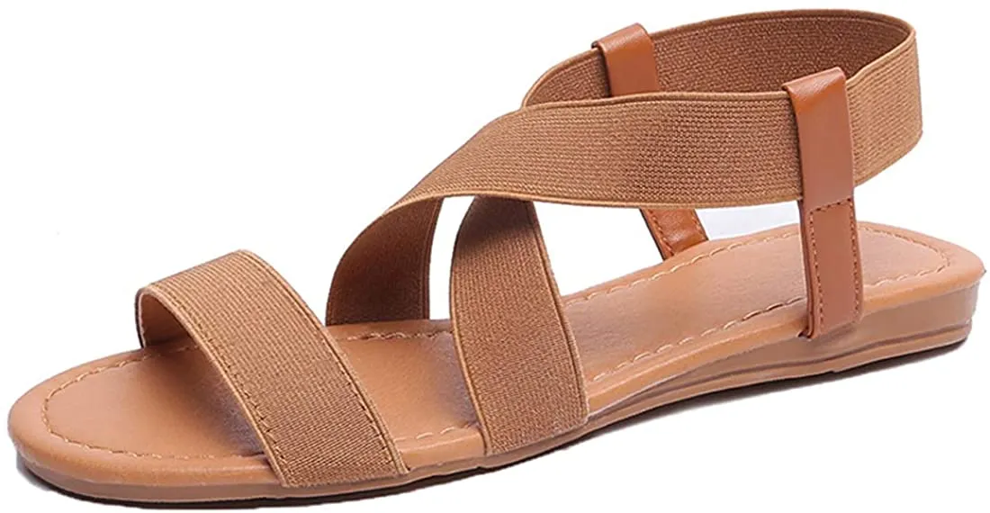 Haute Edition Women's Slip-On Elastic Ankle Flat Sandal