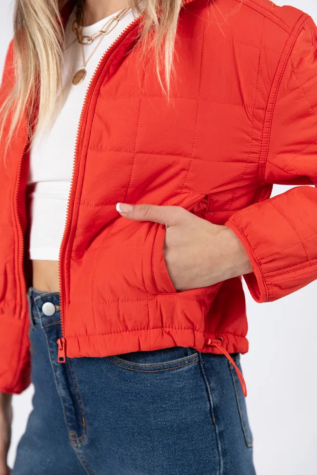 Heating Up Tomato Lightweight Puffer Jacket FINAL SALE