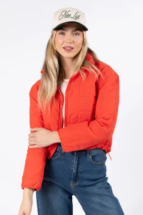 Heating Up Tomato Lightweight Puffer Jacket FINAL SALE