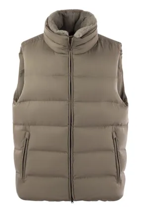 HERNO Luxury High-Collar Down Vest with Detachable Fur