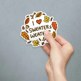 I Love Sweater Weather New England Die Cut Vinyl Sticker