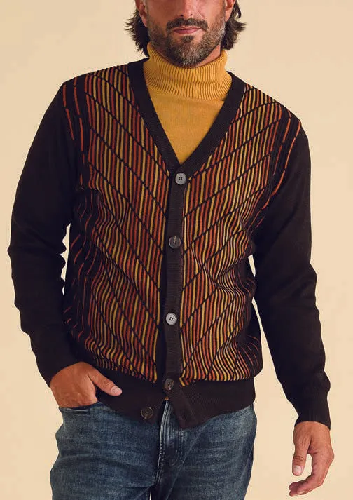 Inserch Intarsia Panel Cardigan SW904-24 Chocolate