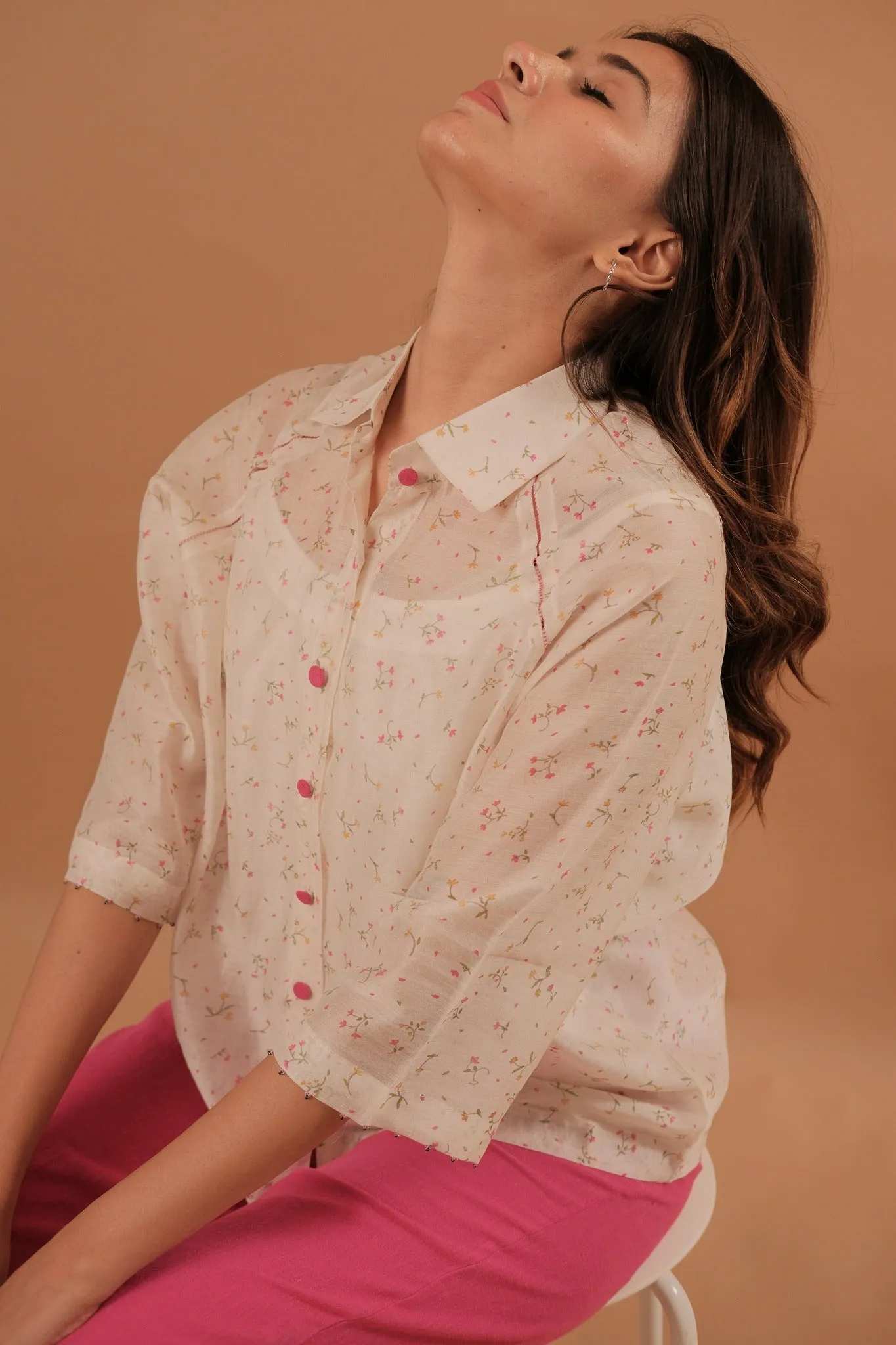 Ivory Printed Shirt/ Top