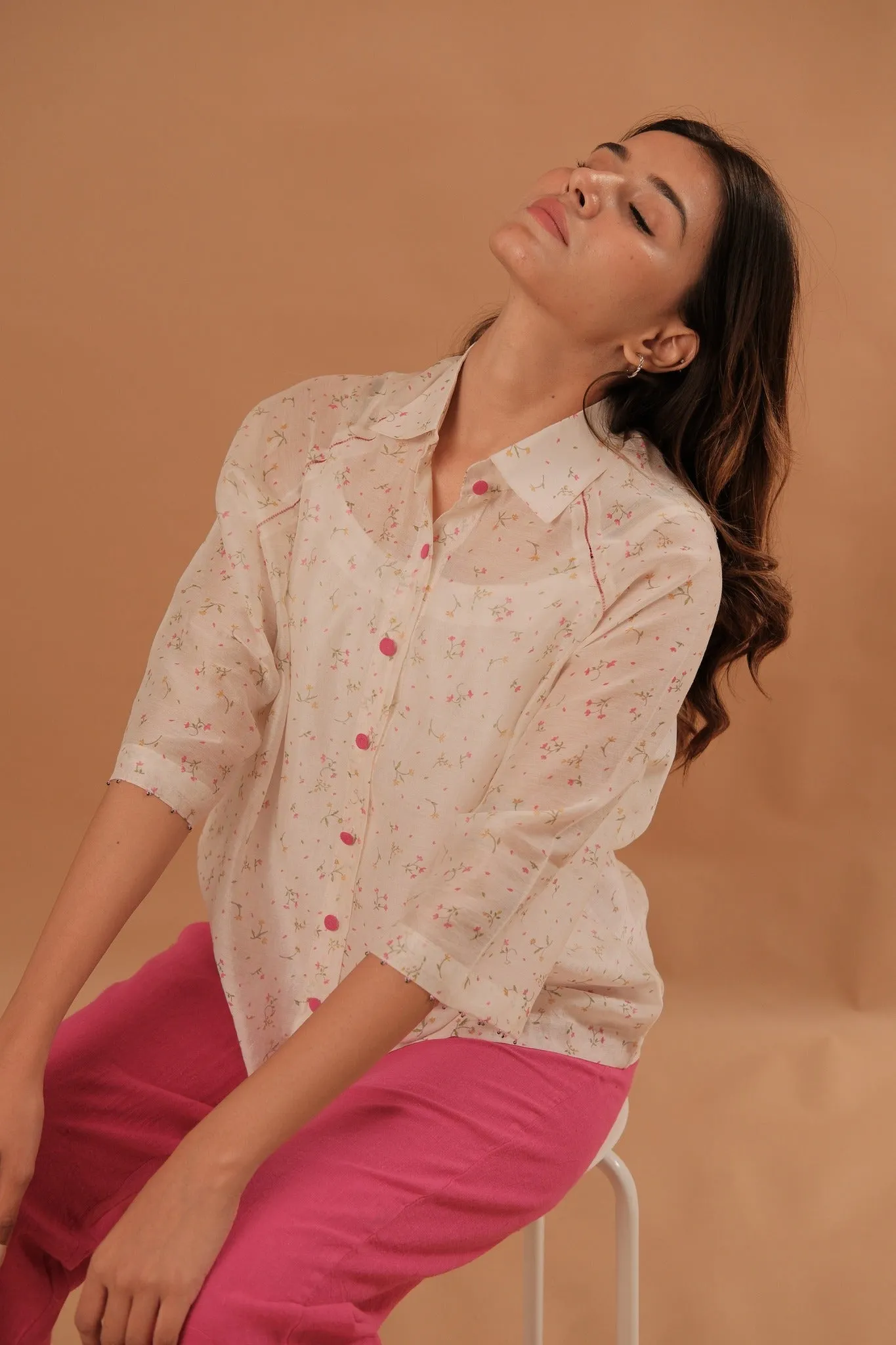 Ivory Printed Shirt/ Top