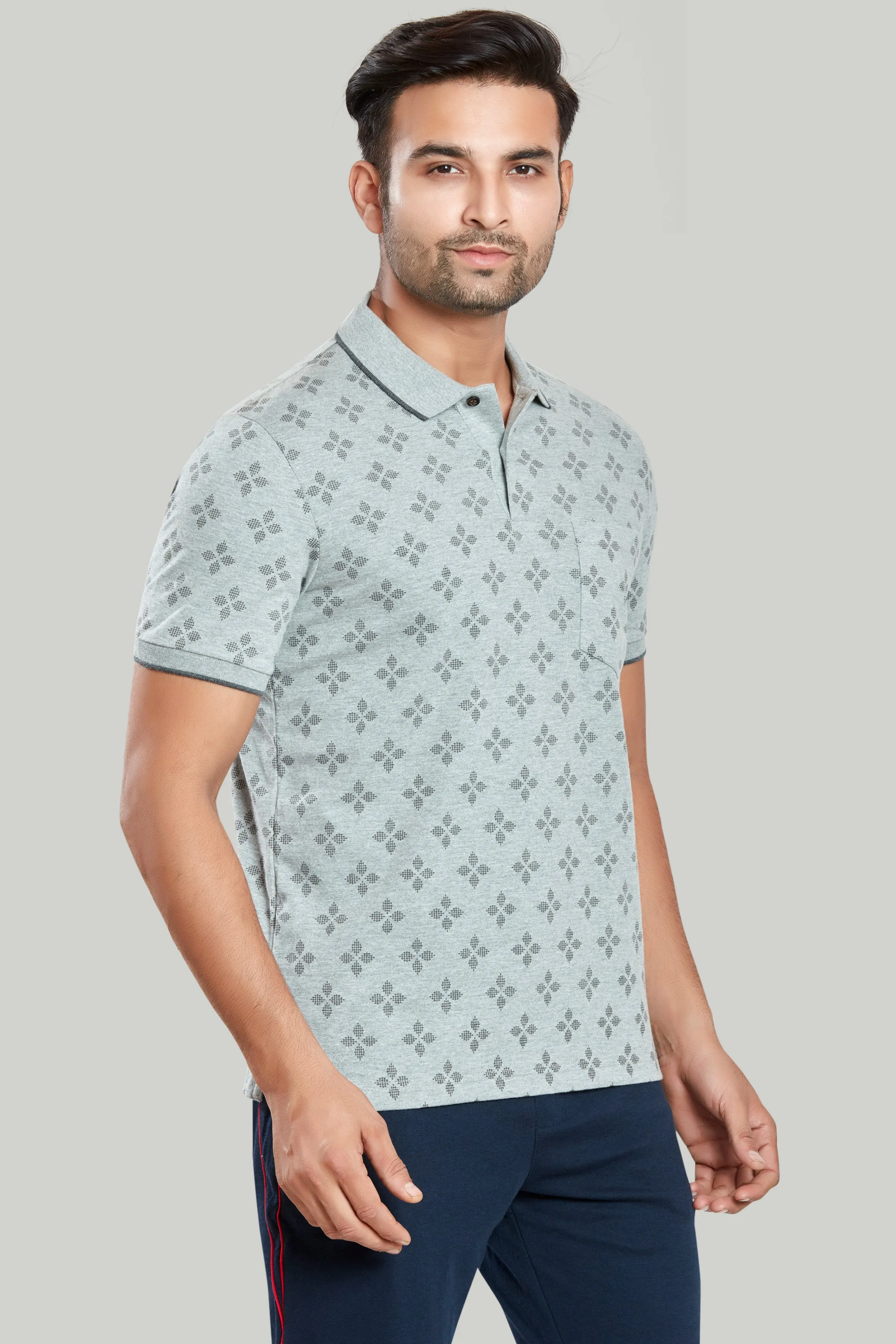 Jersey Flower Print Polo