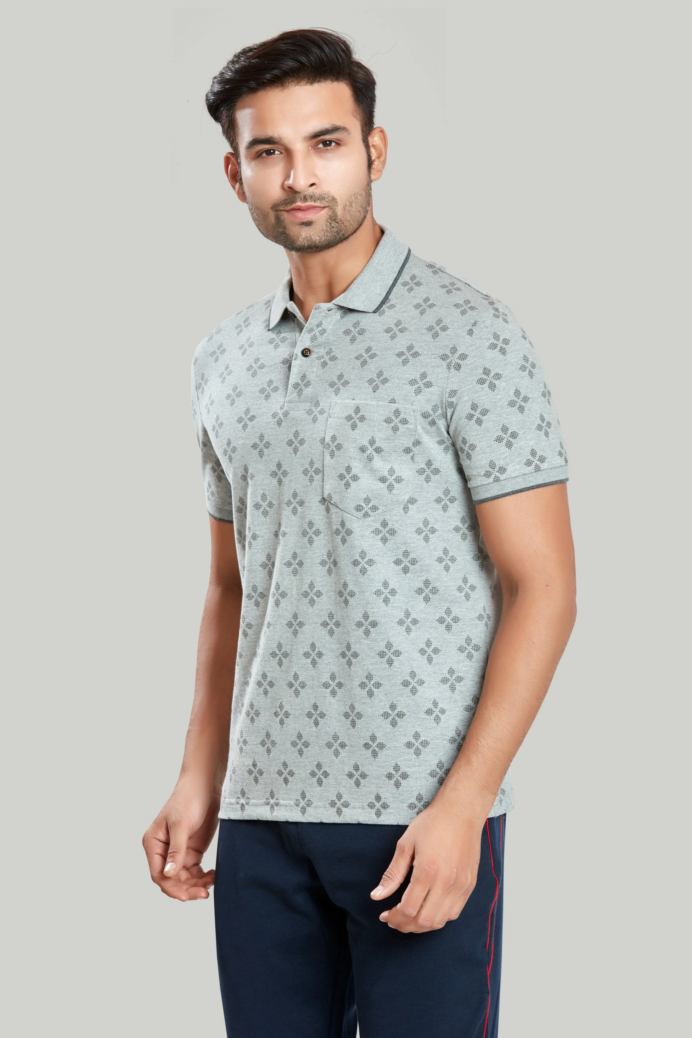 Jersey Flower Print Polo