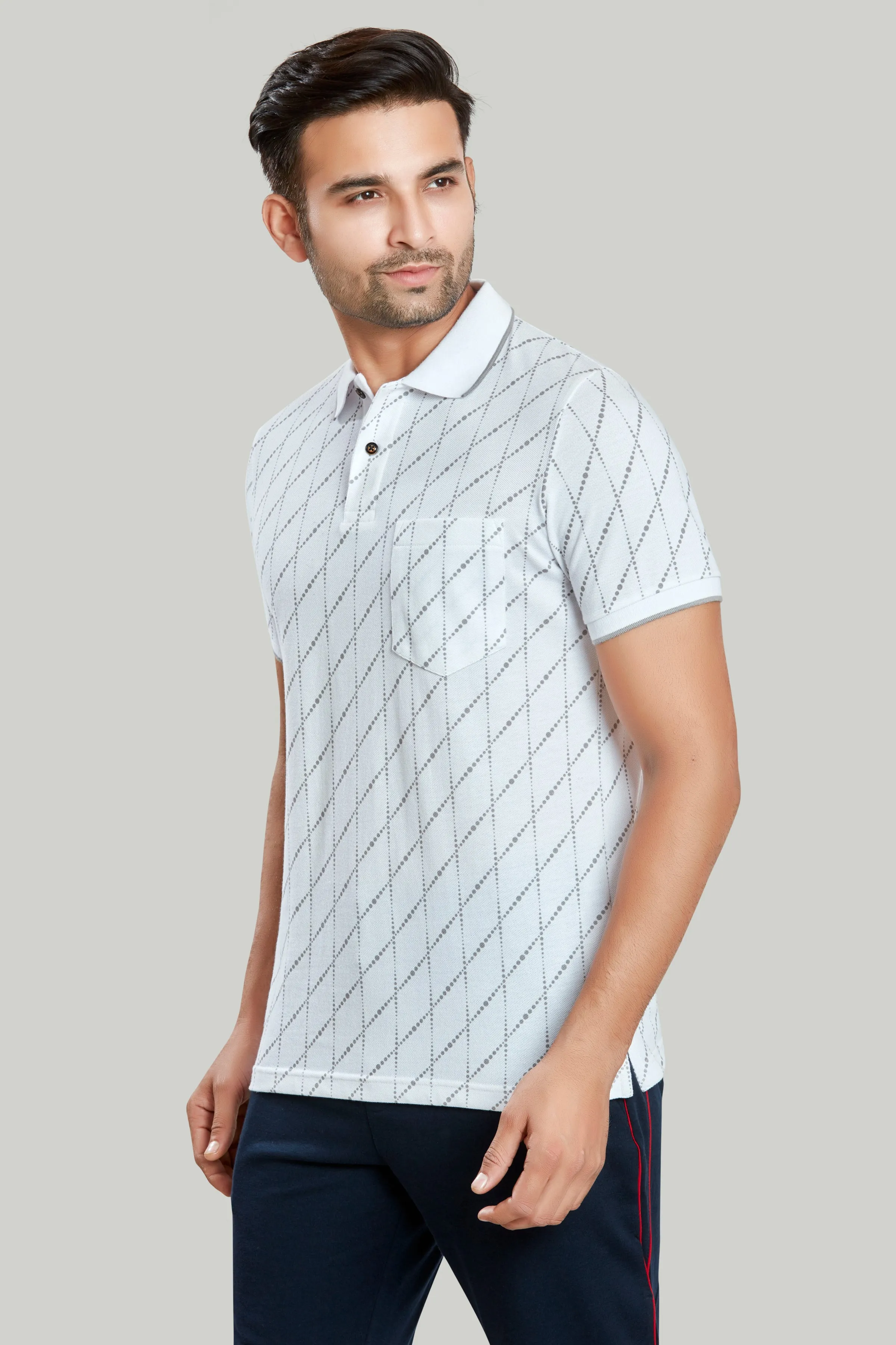 Jersey Rhombus Print Polo