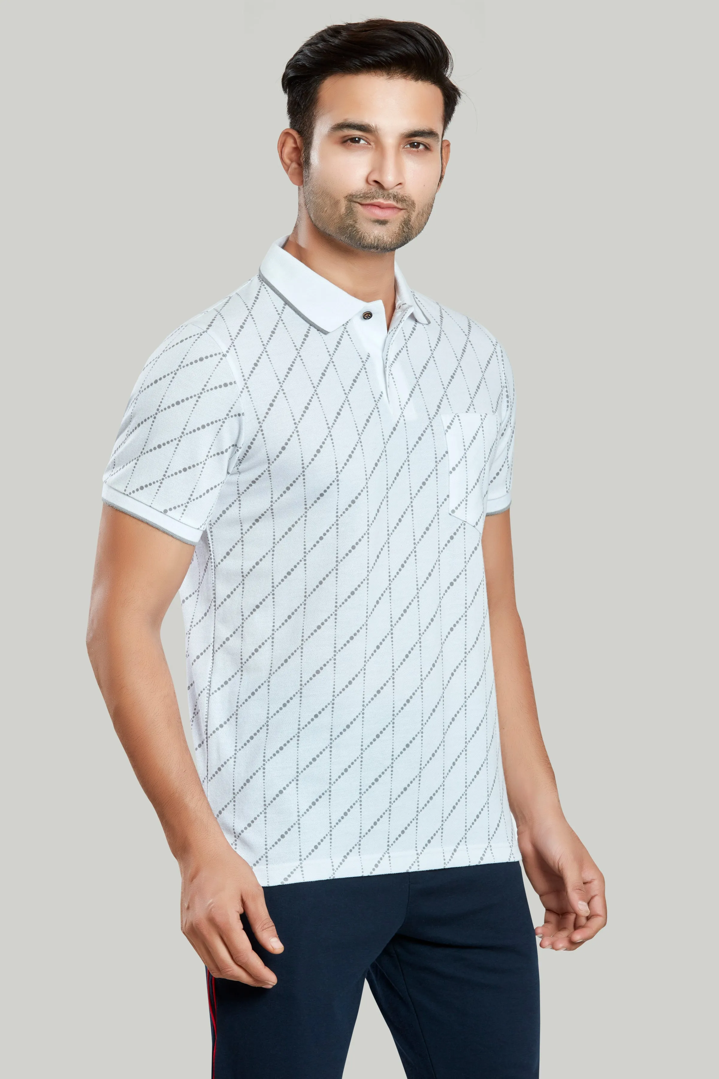 Jersey Rhombus Print Polo