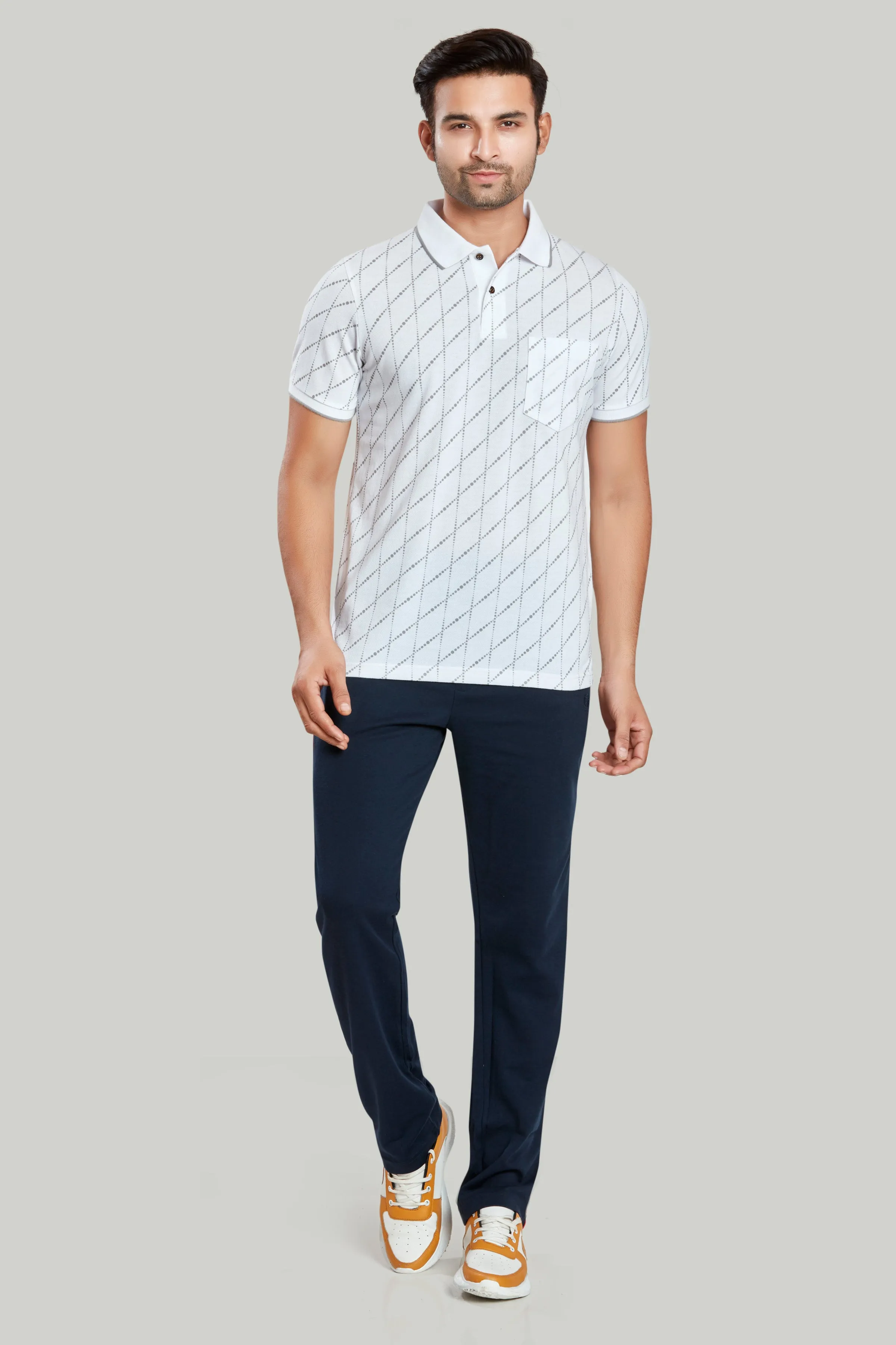 Jersey Rhombus Print Polo