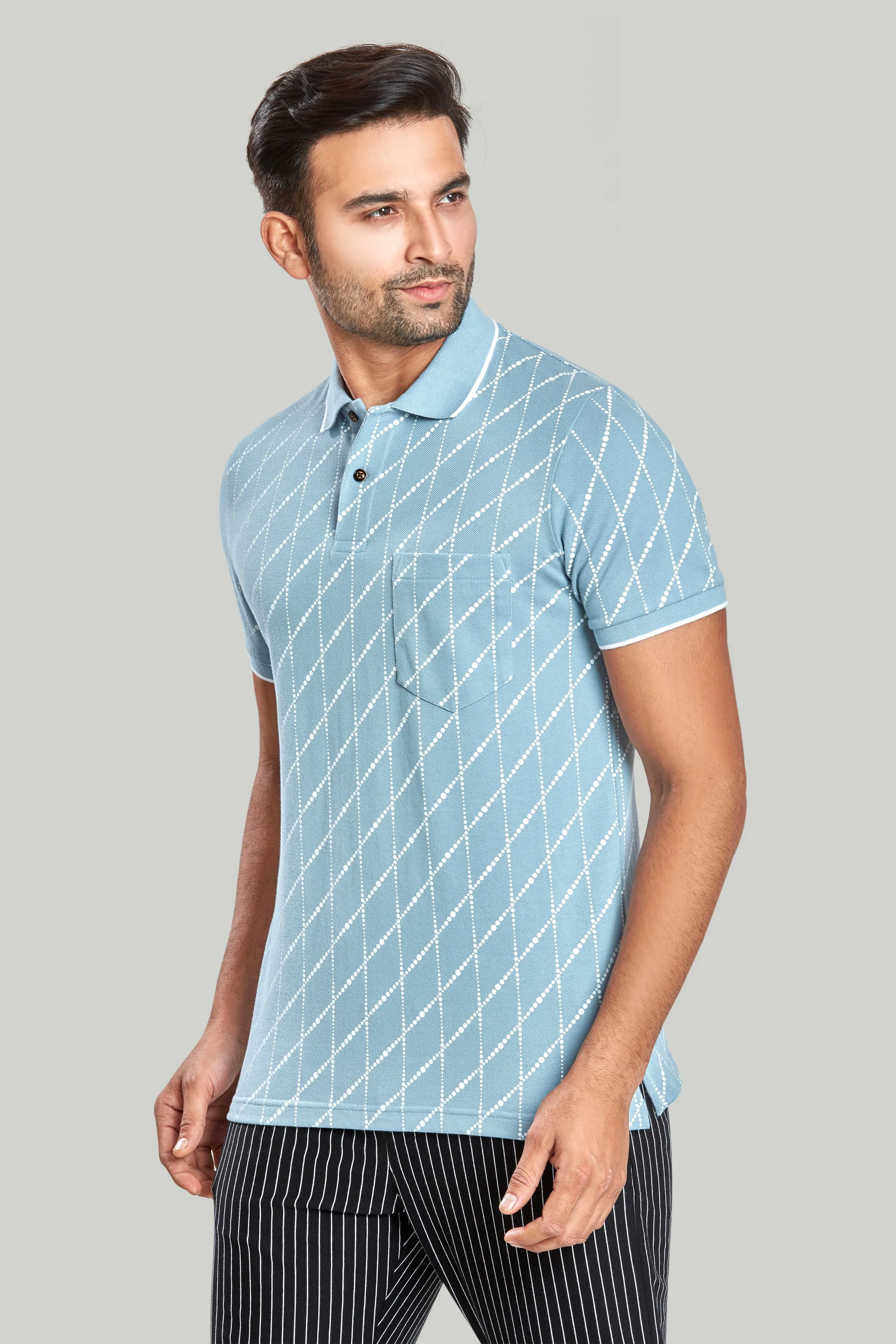 Jersey Rhombus Print Polo