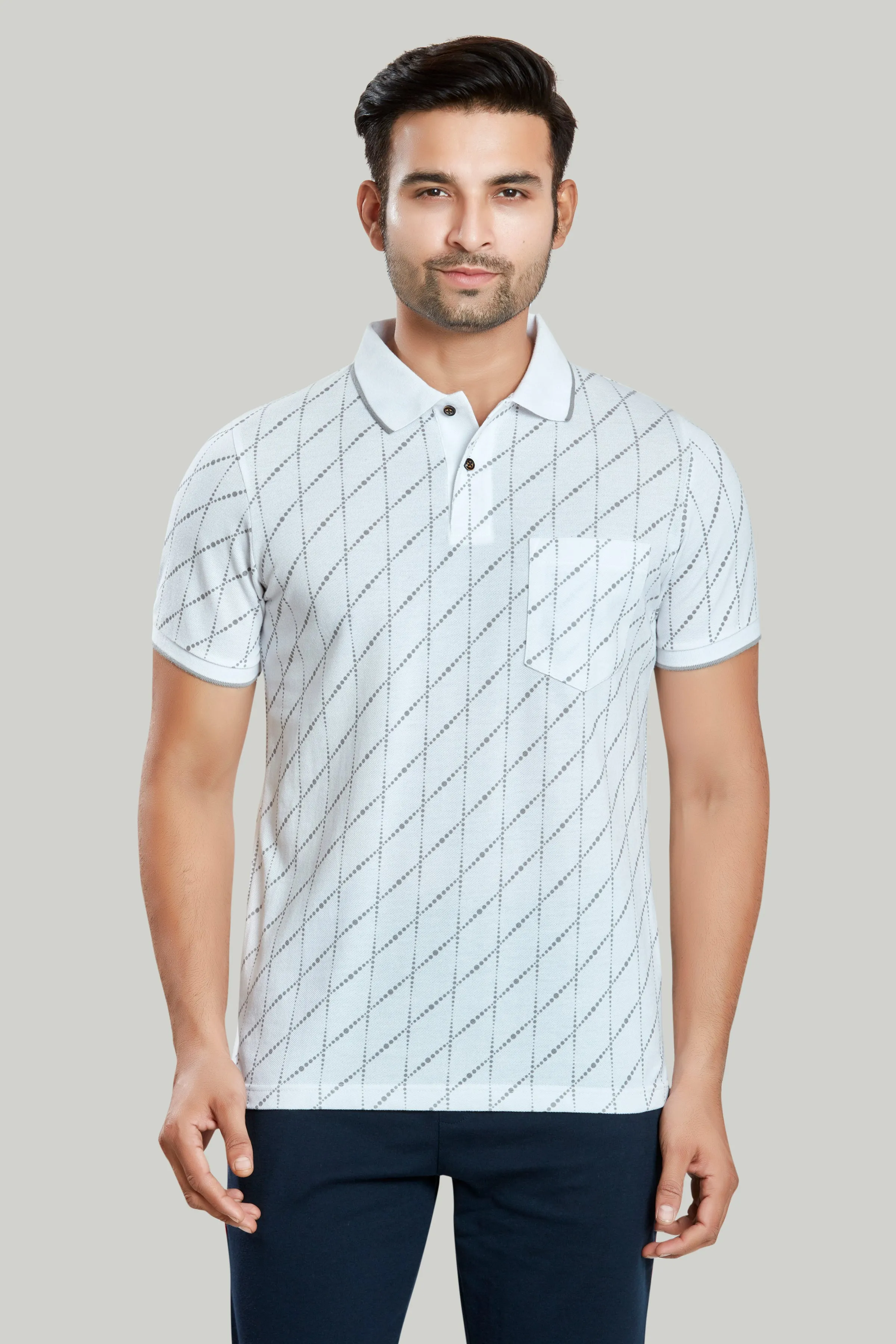 Jersey Rhombus Print Polo