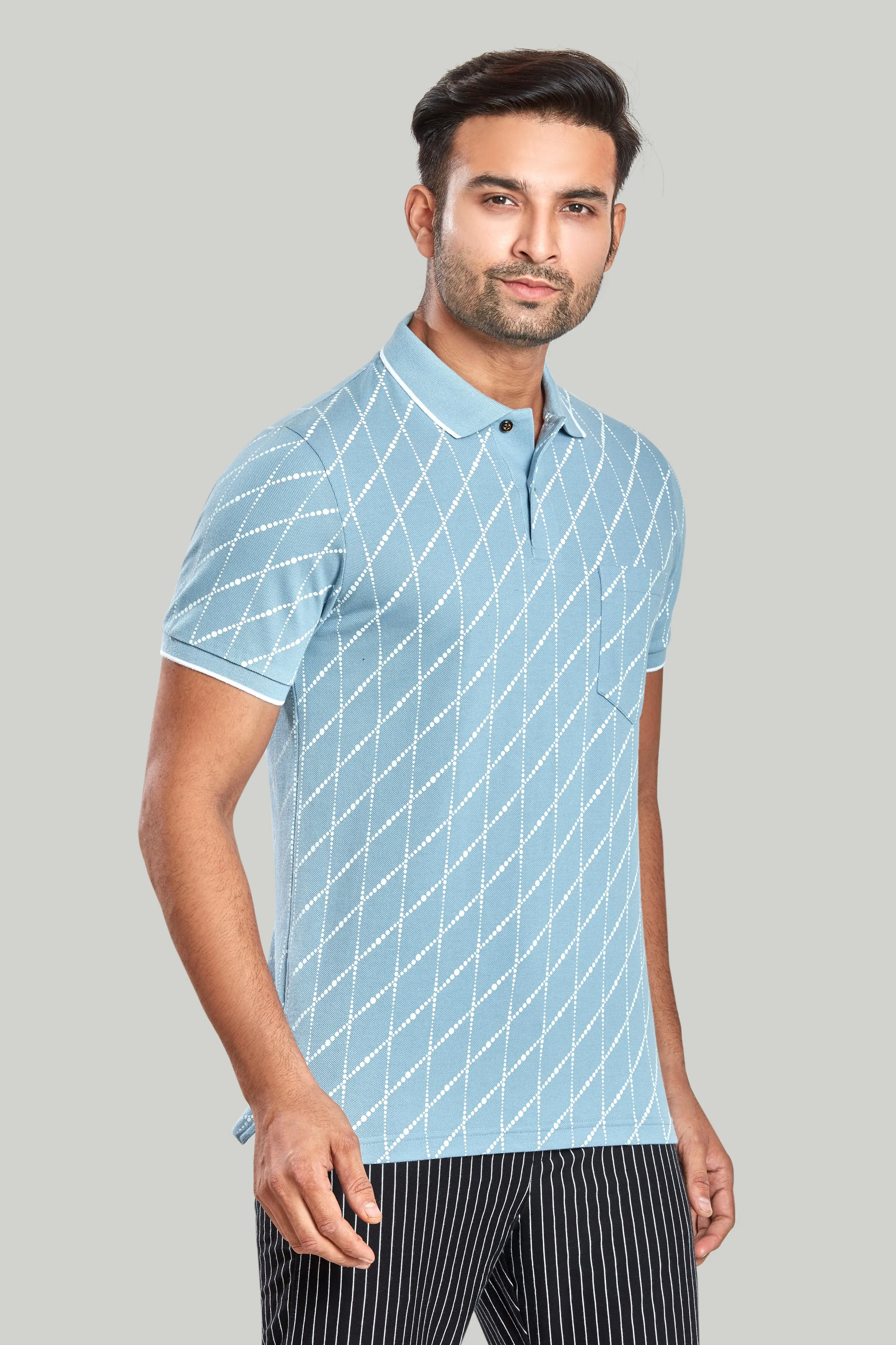 Jersey Rhombus Print Polo