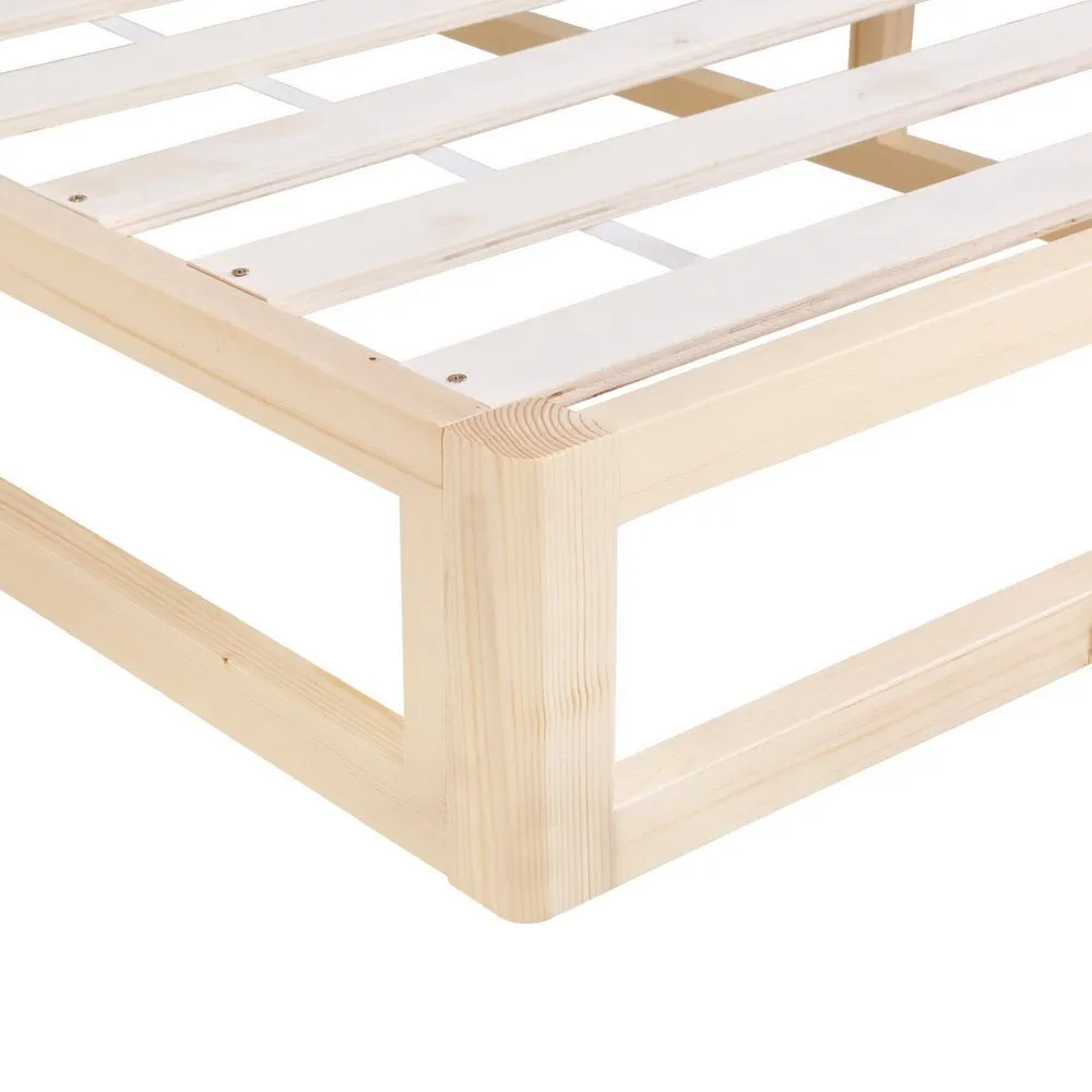 Kalam Minimalist Solid Pinewood Bed Frame - King