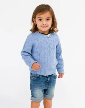 Kids Cable Pullover in Sky