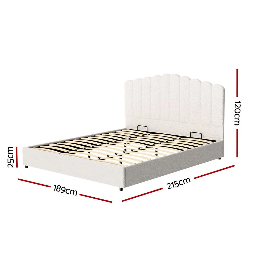 King Package | Fion Boucle Storage Bed & Bonita Euro Top Mattress (Medium Firm)