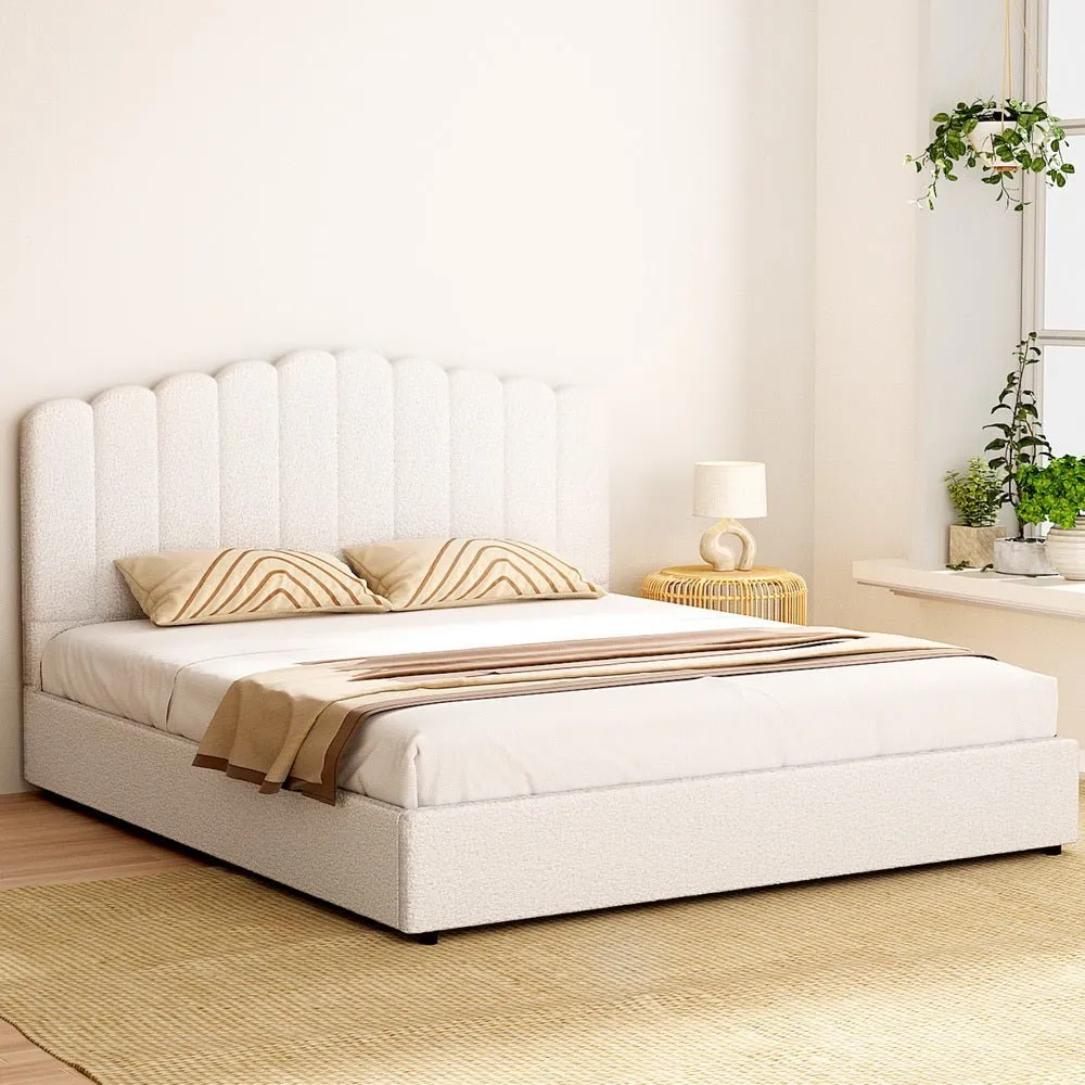 King Package | Fion Boucle Storage Bed & Bonita Euro Top Mattress (Medium Firm)