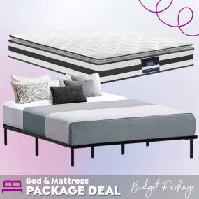 King Package | Ted Metal Bed Black & Normay Pillow Top Mattress (Medium Firm)