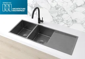 Lavello Kitchen Sink - Double Bowl & Drainboard 1160 x 440 - PVD Gunmetal Black