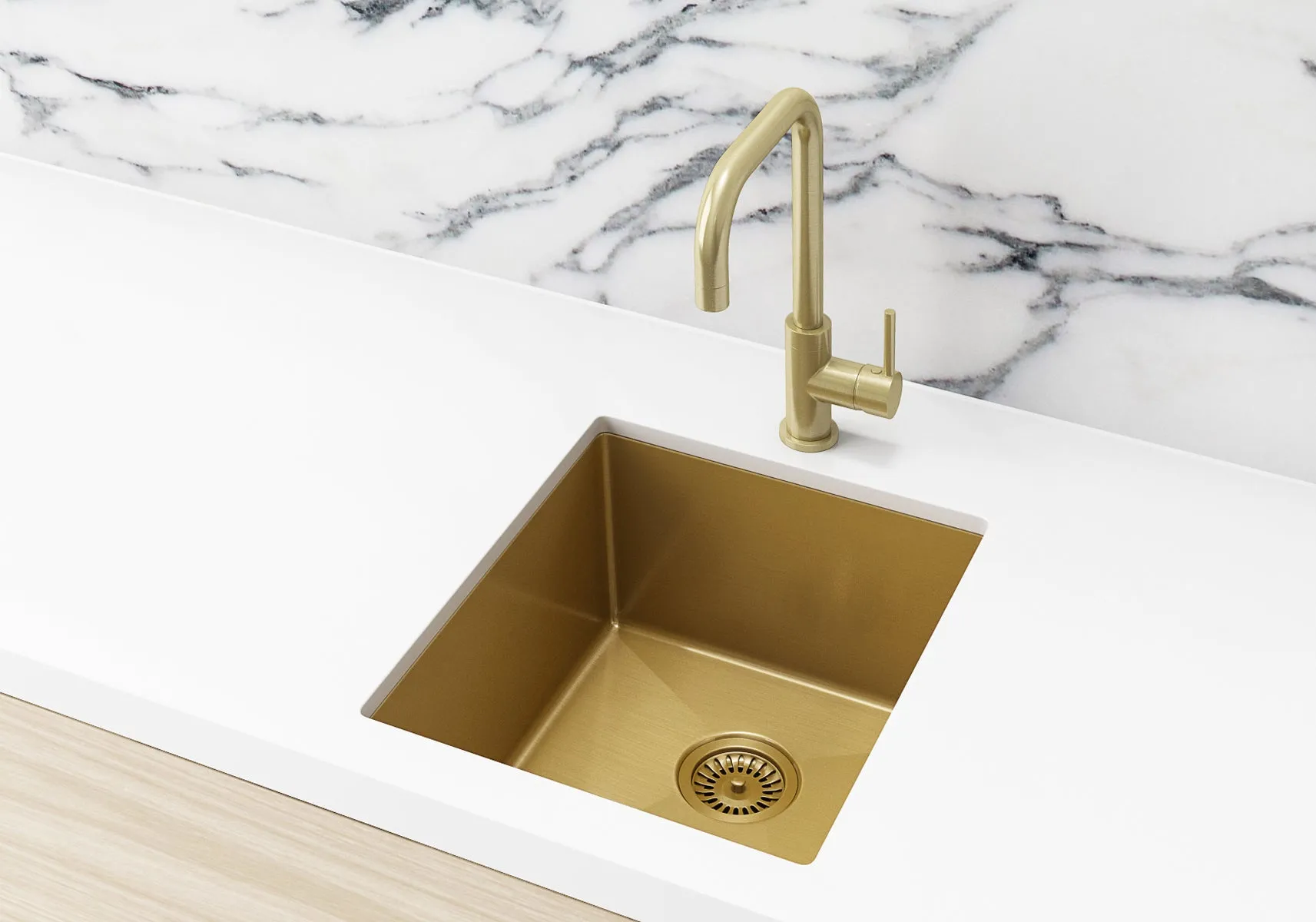 Lavello Kitchen Sink - Single Bowl 380 x 440 - PVD Brushed Bronze Gold