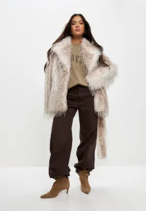 Lavish Short Faux Fur Coat Monica - Beige