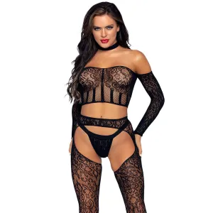 Leg Avenue Top and Suspender Set UK 8 to 14