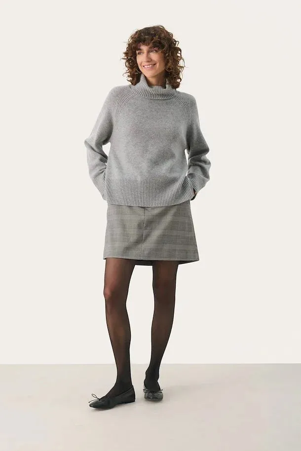 Leighton Polo Neck Sweater Melange Grey