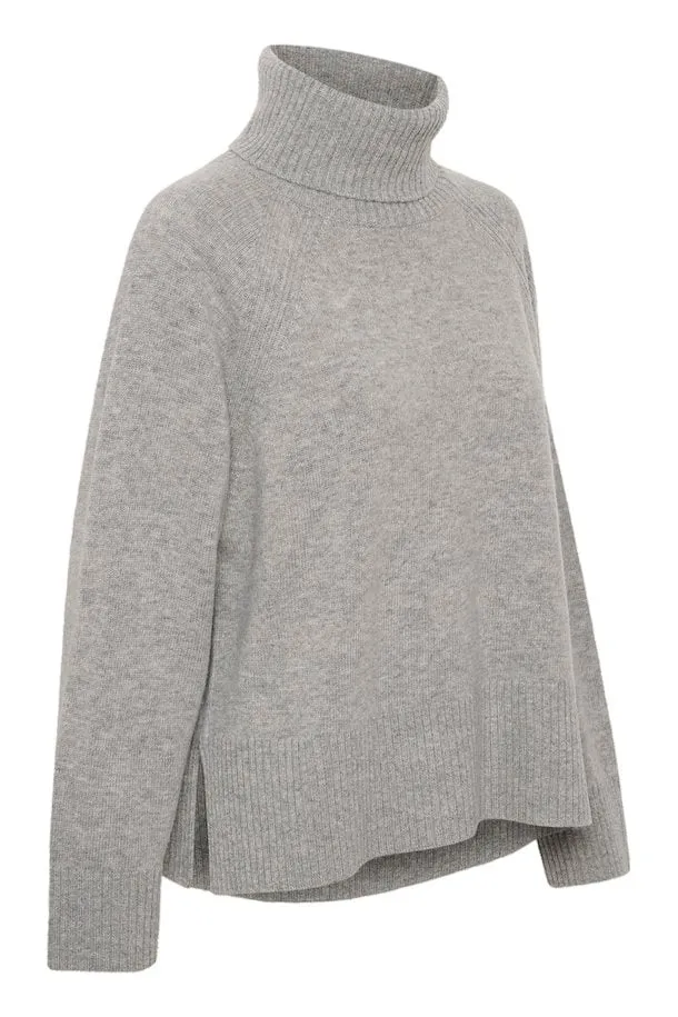 Leighton Polo Neck Sweater Melange Grey