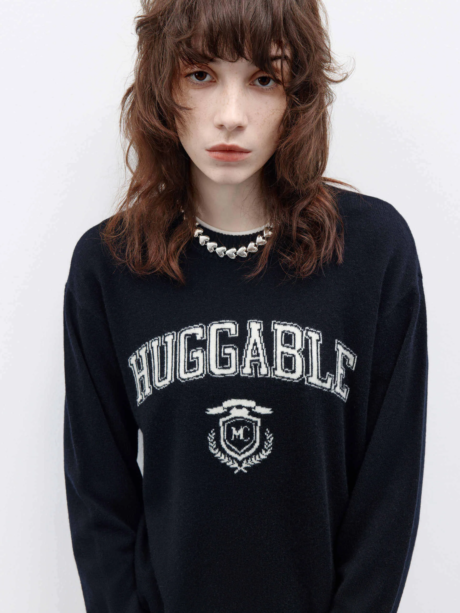 Letter Jacquard Wool Sweater