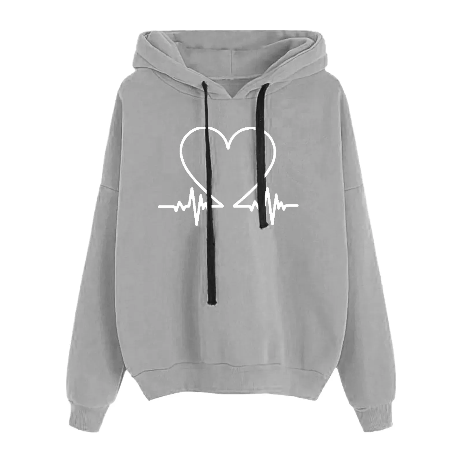 Loose Love Print Hooded Sweatshirt Women 2023 Autumn Winter Fashion Long Sleeve Drawstring Sports Casual Hoodies Tracksuit