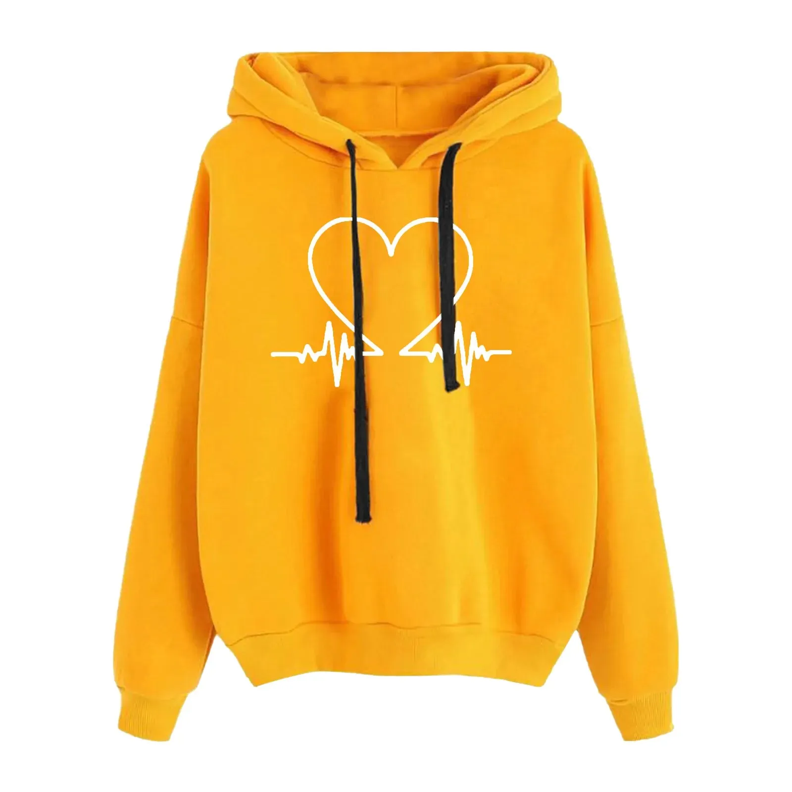 Loose Love Print Hooded Sweatshirt Women 2023 Autumn Winter Fashion Long Sleeve Drawstring Sports Casual Hoodies Tracksuit