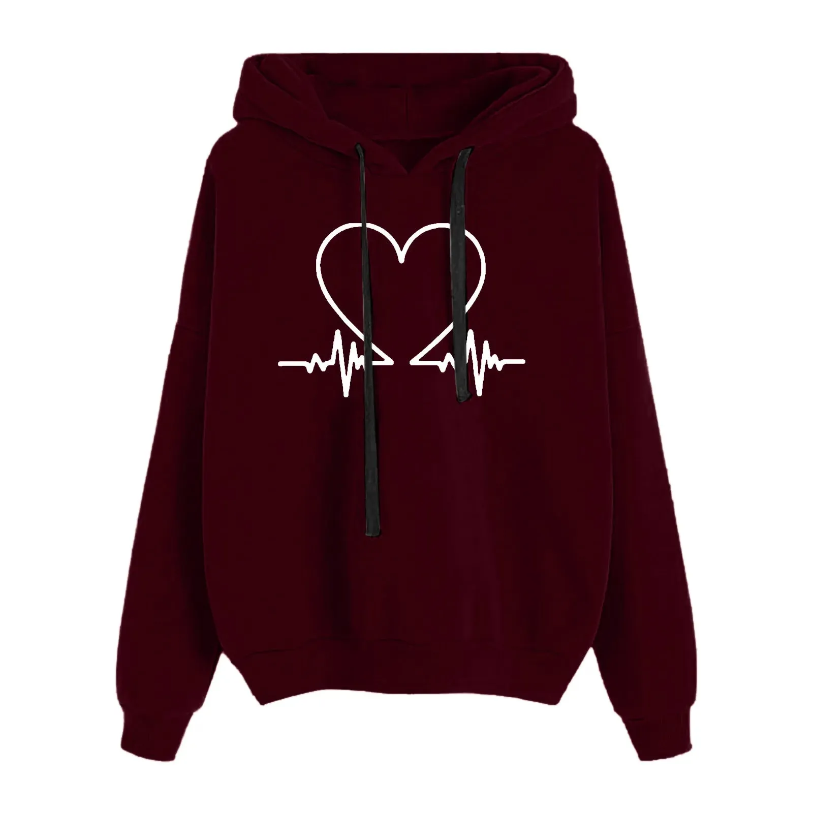 Loose Love Print Hooded Sweatshirt Women 2023 Autumn Winter Fashion Long Sleeve Drawstring Sports Casual Hoodies Tracksuit