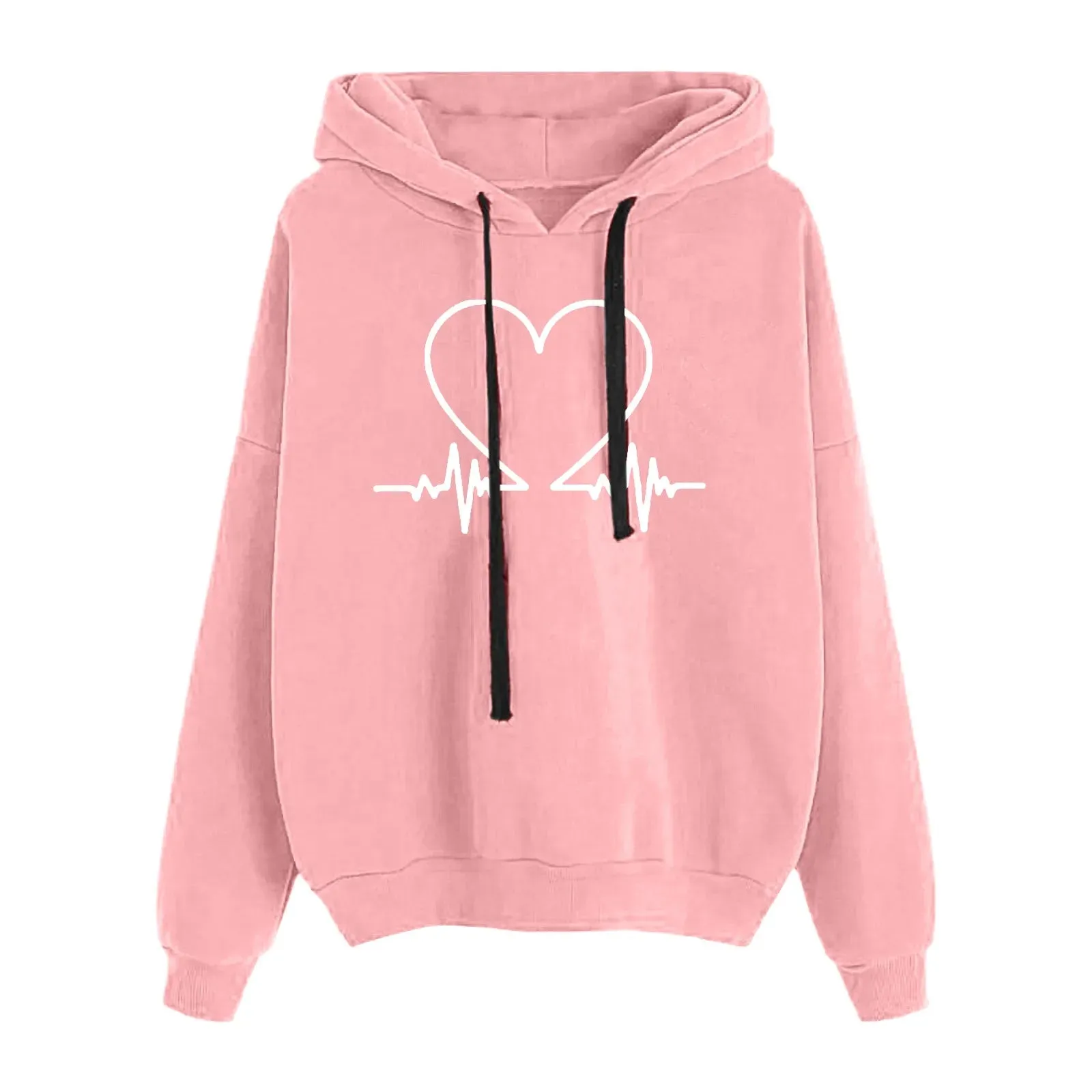 Loose Love Print Hooded Sweatshirt Women 2023 Autumn Winter Fashion Long Sleeve Drawstring Sports Casual Hoodies Tracksuit