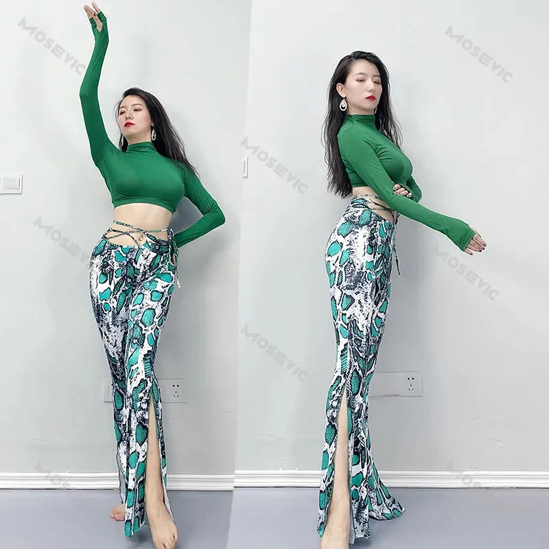 LVSANW Belly Dancing costume    Dancer Lessons Wear 2024 For Women Set Oriental Adult Professional clothes TOP pants suit