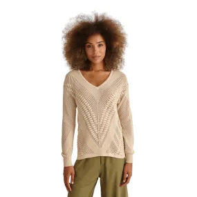 Marina V Lace Knit Sweater Beige