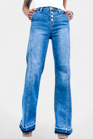 Medium Wash High Rise Wide Jeans