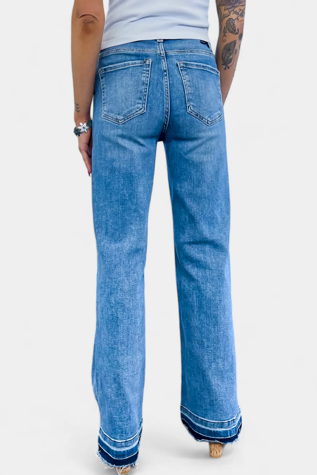 Medium Wash High Rise Wide Jeans