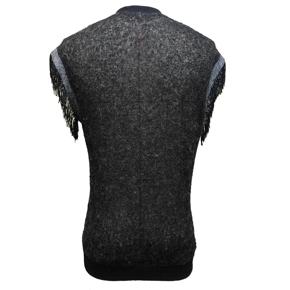 Men Summer Hollow Knit Vest Sleeveless O Neck Basic Pullover Tee for Man Casual Tassel Solid T Shirt 2023 Mesh See Through Top